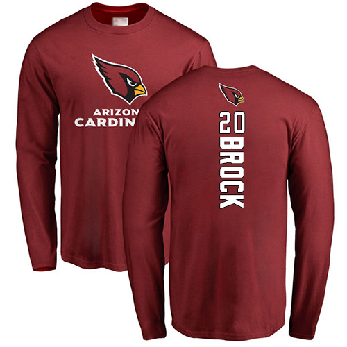 Arizona Cardinals Men Maroon Tramaine Brock Backer NFL Football #20 Long Sleeve T Shirt->nfl t-shirts->Sports Accessory